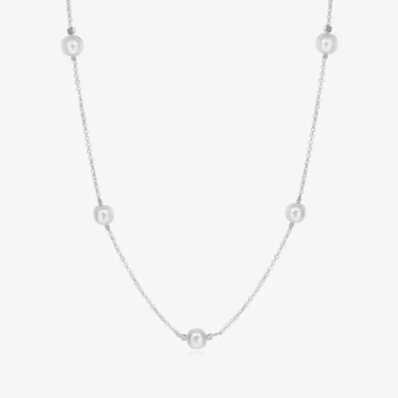 Bijoux Bar Silver Tone Womens 16 Inch Strand Necklace
