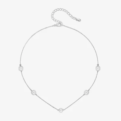 Bijoux Bar Silver Tone Womens 16 Inch Strand Necklace