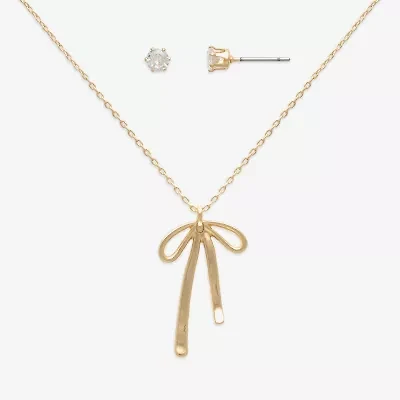 Mixit Womens Cubic Zirconia Bow Hypoallergenic 2-pc. Jewelry Set