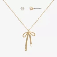 Mixit Womens Cubic Zirconia Bow Hypoallergenic 2-pc. Jewelry Set