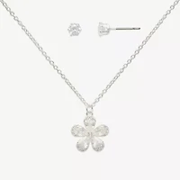 Mixit Womens Cubic Zirconia Flower Hypoallergenic 2-pc. Jewelry Set