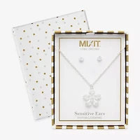 Mixit Womens Cubic Zirconia Flower Hypoallergenic 2-pc. Jewelry Set