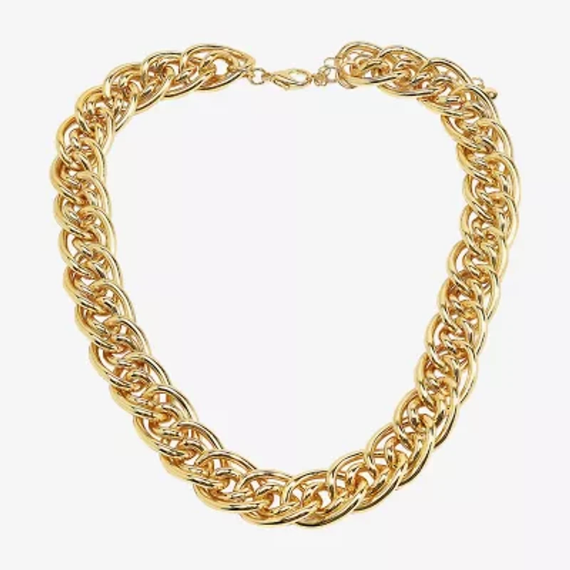 Bold Elements Gold Tone Womens 16 Inch Link Chain Necklace