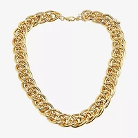 Bold Elements Gold Tone Womens 16 Inch Link Chain Necklace