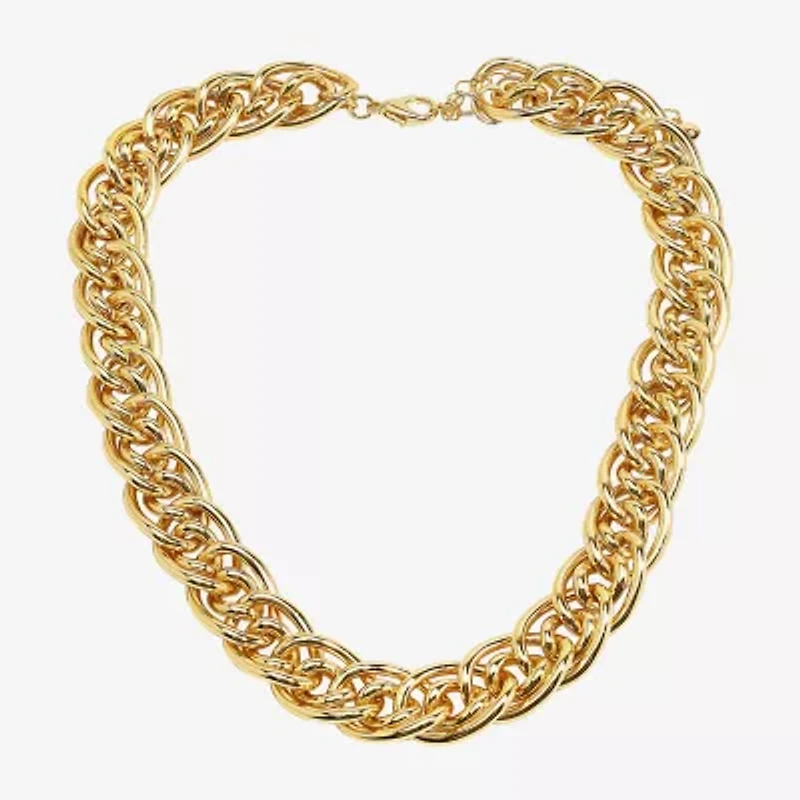 Bold Elements Gold Tone Womens 16 Inch Link Chain Necklace