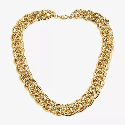 Bold Elements Gold Tone Womens Inch Link Chain Necklace