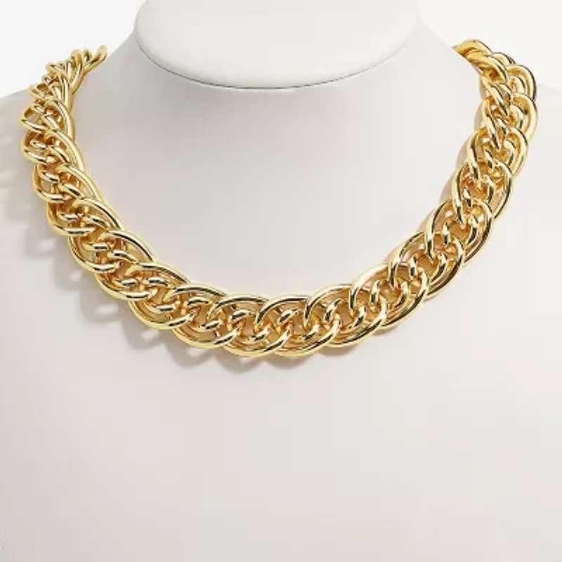 Bold Elements Gold Tone Womens 16 Inch Link Chain Necklace