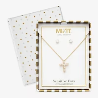 Mixit Womens Cubic Zirconia Cross Hypoallergenic 2-pc. Jewelry Set