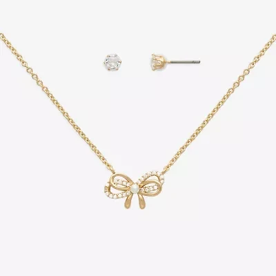 Mixit Womens Cubic Zirconia Bow Hypoallergenic 2-pc. Jewelry Set