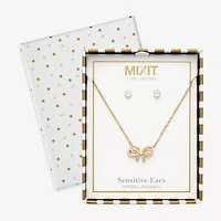 Mixit Womens Cubic Zirconia Bow Hypoallergenic 2-pc. Jewelry Set
