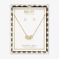 Mixit Womens Cubic Zirconia Bow Hypoallergenic 2-pc. Jewelry Set