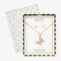 Mixit Womens Cubic Zirconia Butterfly Hypoallergenic 2-pc. Jewelry Set