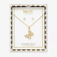 Mixit Womens Cubic Zirconia Butterfly Hypoallergenic 2-pc. Jewelry Set