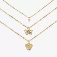 Mixit Womens Cubic Zirconia Butterfly Heart Hypoallergenic 3-pc. Necklace Set