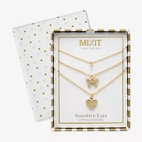 Mixit Womens Cubic Zirconia Butterfly Heart Hypoallergenic 3-pc. Necklace Set
