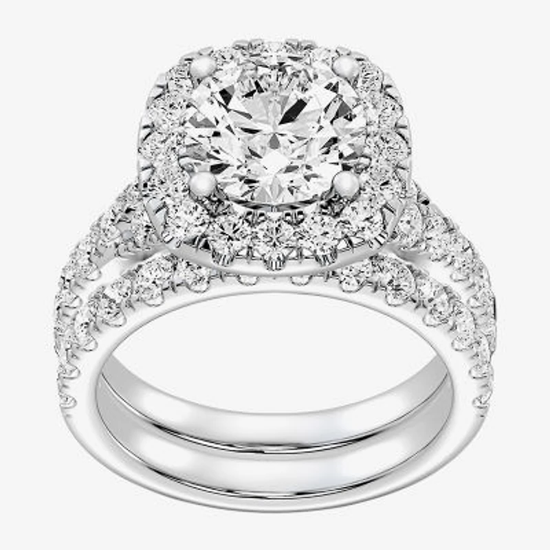 Signature By Modern Bride Womens 5 CT. T.W. Lab Grown White Diamond 14K Gold Side Stone Halo Bridal Set