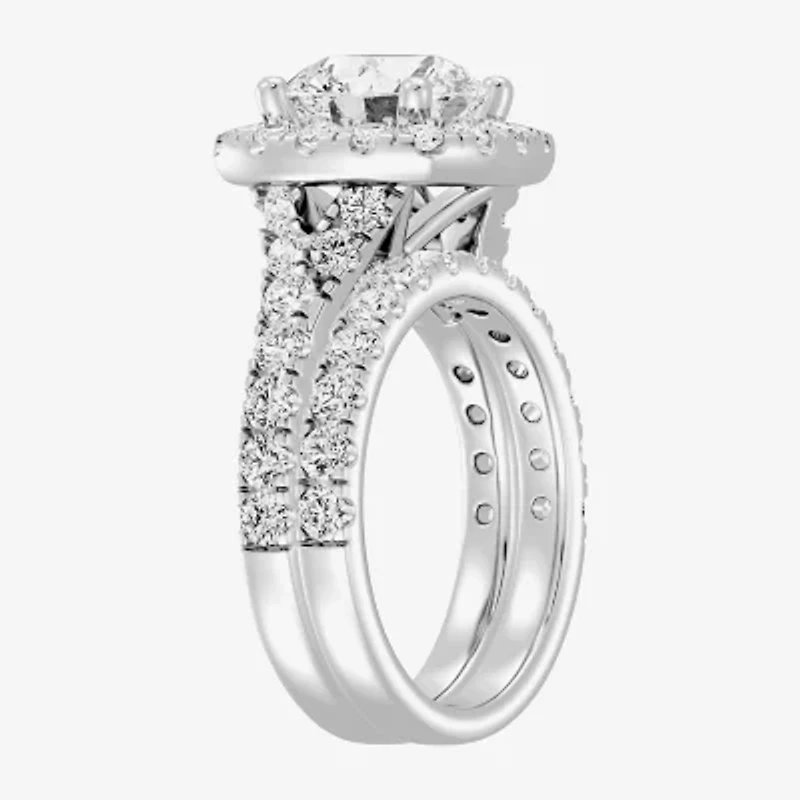 Signature By Modern Bride Womens 5 CT. T.W. Lab Grown White Diamond 14K Gold Side Stone Halo Bridal Set