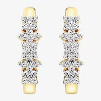 (F, Si1-Si2) Womens 1 CT. T.W. Lab Grown White Diamond 14K Gold Over Silver 23.3mm Round Hoop Earrings