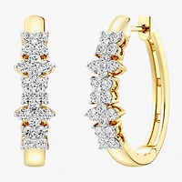 (F, Si1-Si2) Womens 1 CT. T.W. Lab Grown White Diamond 14K Gold Over Silver 23.3mm Round Hoop Earrings