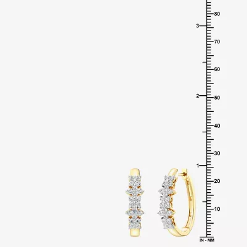 (F, Si1-Si2) Womens 1 CT. T.W. Lab Grown White Diamond 14K Gold Over Silver 23.3mm Round Hoop Earrings