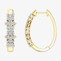 (F, Si1-Si2) Womens 1 CT. T.W. Lab Grown White Diamond 14K Gold Over Silver 23.3mm Round Hoop Earrings