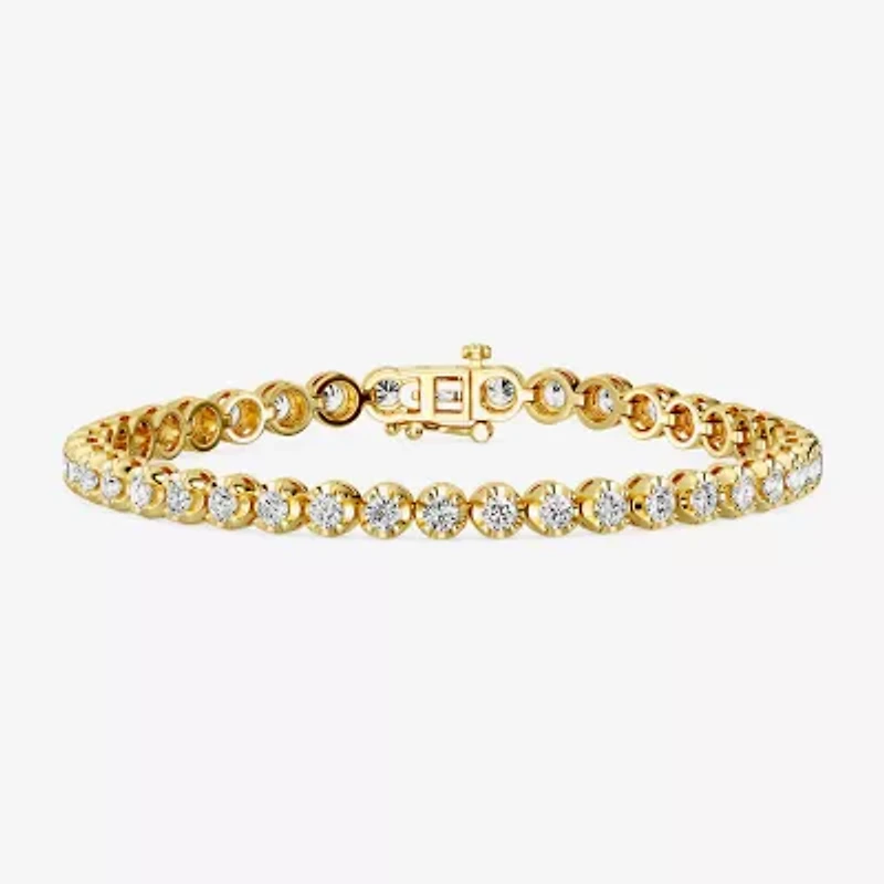 (F, Si1-Si2) Womens 5 CT. T.W. Lab Grown White Diamond 14K Gold Over Silver 7.5 Inch Tennis Bracelet