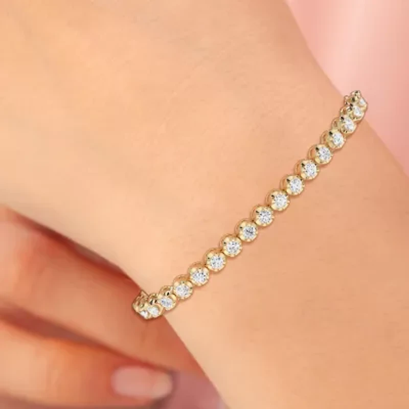 (F, Si1-Si2) Womens 5 CT. T.W. Lab Grown White Diamond 14K Gold Over Silver 7.5 Inch Tennis Bracelet