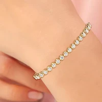 (F, Si1-Si2) Womens 5 CT. T.W. Lab Grown White Diamond 14K Gold Over Silver 7.5 Inch Tennis Bracelet
