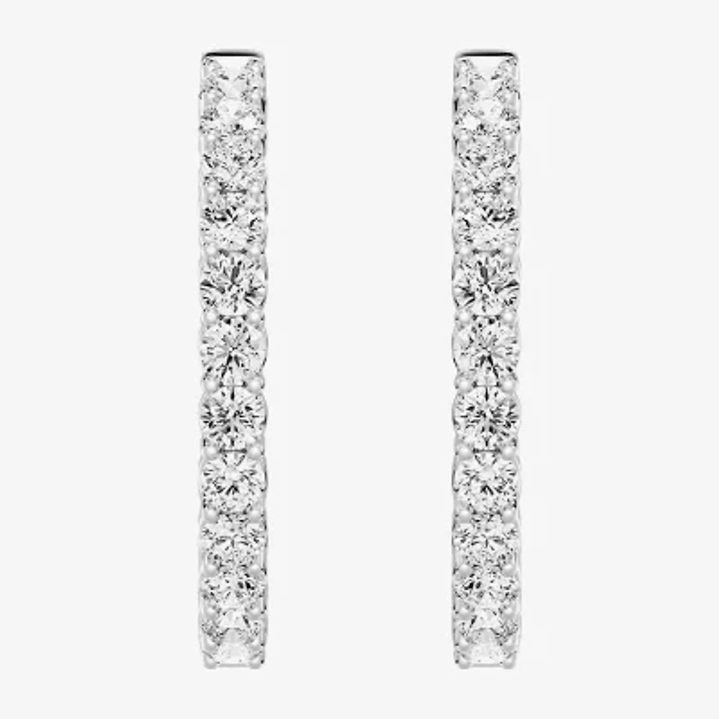 (F, Si1-Si2) Womens 4 CT. T.W. Lab Grown White Diamond Sterling Silver 29mm Round Hoop Earrings