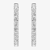 (F, Si1-Si2) Womens 4 CT. T.W. Lab Grown White Diamond Sterling Silver 29mm Round Hoop Earrings