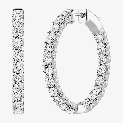 (F, Si1-Si2) Womens 4 CT. T.W. Lab Grown White Diamond Sterling Silver 29mm Round Hoop Earrings
