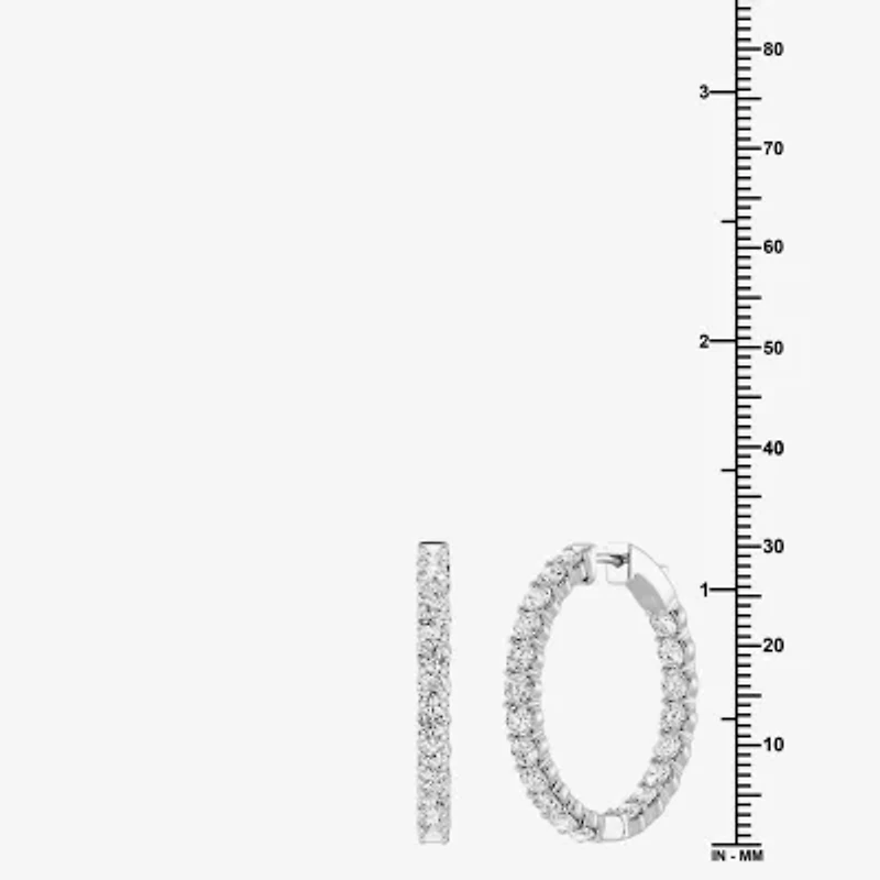 (F, Si1-Si2) Womens 4 CT. T.W. Lab Grown White Diamond Sterling Silver 29mm Round Hoop Earrings