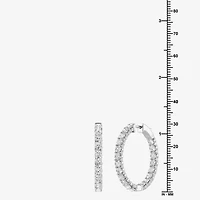 (F, Si1-Si2) Womens 4 CT. T.W. Lab Grown White Diamond Sterling Silver 29mm Round Hoop Earrings