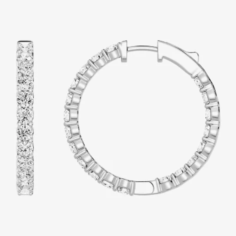 (F, Si1-Si2) Womens 4 CT. T.W. Lab Grown White Diamond Sterling Silver 29mm Round Hoop Earrings
