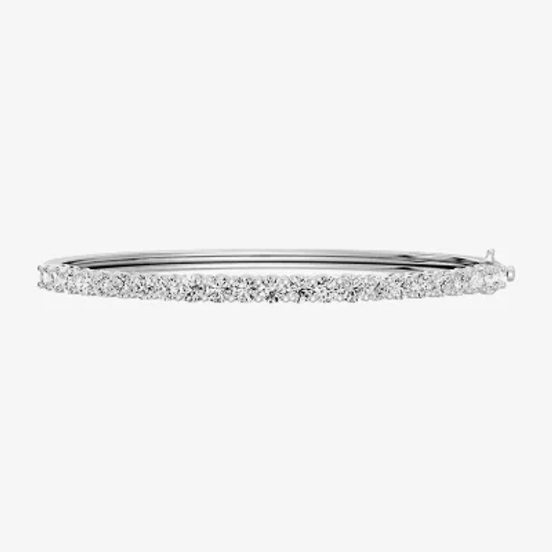 (F, Si1-Si2) Womens 5 CT. T.W. Lab Grown White Diamond Sterling Silver Round Bangle Bracelet