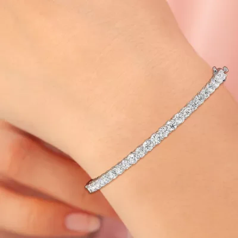(F, Si1-Si2) Womens 5 CT. T.W. Lab Grown White Diamond Sterling Silver Round Bangle Bracelet