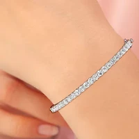 (F, Si1-Si2) Womens 5 CT. T.W. Lab Grown White Diamond Sterling Silver Round Bangle Bracelet