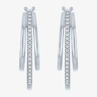 1/10 CT. T.W. Sterling Silver or 14K Gold Over Diamond Multi Hoop Earrings