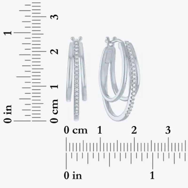 1/10 CT. T.W. Sterling Silver or 14K Gold Over Diamond Multi Hoop Earrings
