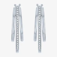 (G-H,Si2-I1) Womens 1/10 CT. T.W. Lab Grown White Diamond Sterling Silver 23.2mm Round Hoop Earrings