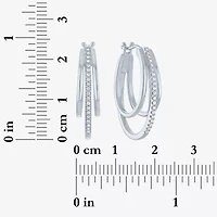 (G-H,Si2-I1) Womens 1/10 CT. T.W. Lab Grown White Diamond Sterling Silver 23.2mm Round Hoop Earrings