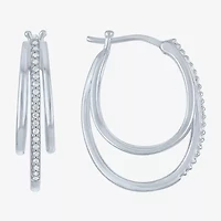 (G-H,Si2-I1) Womens 1/10 CT. T.W. Lab Grown White Diamond Sterling Silver 23.2mm Round Hoop Earrings