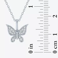 Butterfly (G-H, Si2-I1) Womens 1/10 CT. T.W. Lab Grown White Diamond Sterling Silver Animal Butterfly 16 Inch Pendant Necklace