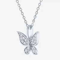 Butterfly (G-H, Si2-I1) Womens 1/10 CT. T.W. Lab Grown White Diamond Sterling Silver Animal Butterfly 16 Inch Pendant Necklace