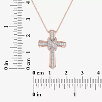 (G-H / Si2-I1) Womens 1/10 CT. T.W. Lab Grown White Diamond Sterling Silver Cross 18 Inch Pendant Necklace