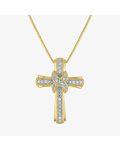 (G-H / Si2-I1) Womens 1/10 CT. T.W. Lab Grown White Diamond Sterling Silver Cross 18 Inch Pendant Necklace
