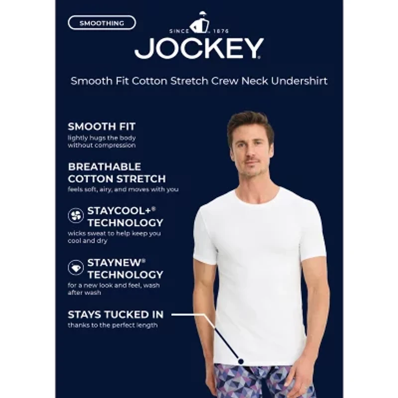 Jockey Mens 3 Pack Short Sleeve Crew Neck Moisture Wicking T-Shirt
