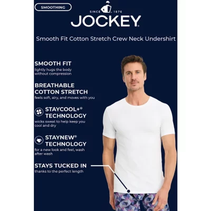 Jockey Mens 3 Pack Short Sleeve Crew Neck Moisture Wicking T-Shirt