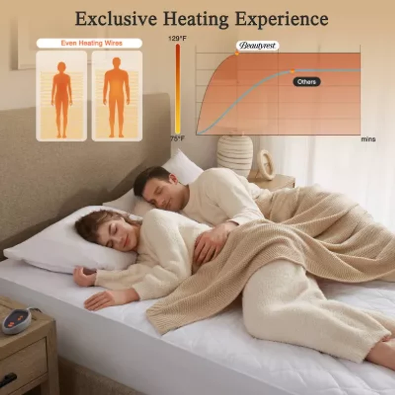 Beautyrest™ Cotton Blend Heated Electric Mattress Pad-5 Heat Settings 10hr Auto off