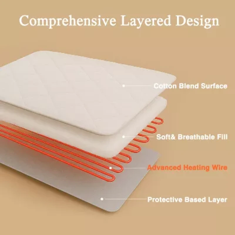 Beautyrest™ Cotton Blend Heated Electric Mattress Pad-5 Heat Settings 10hr Auto off